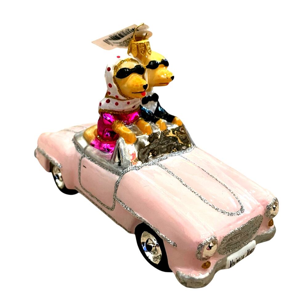 Neiman Marcus Pups In Pink Cabrio Christmas Tree Ornament 4in